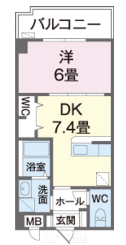 ヴィガラス(1DK/4階)の間取り写真