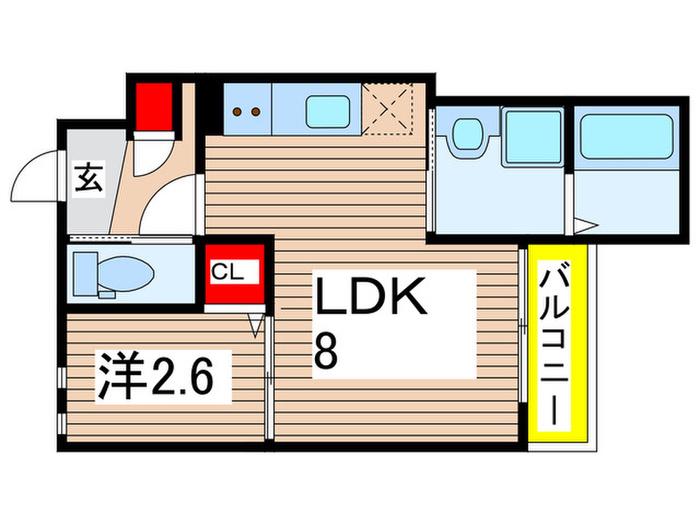 REGALEST 祐光(1LDK/1階)の間取り写真