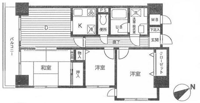 ダイアパレス鶴見中央(2SDK/4階)の間取り写真