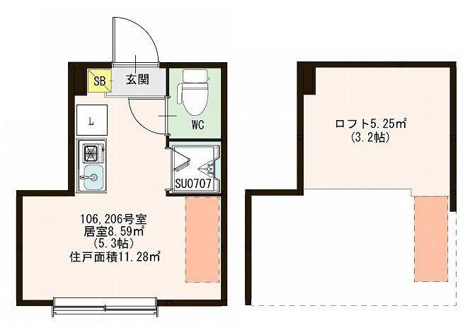 ハーモニーテラス曳舟(ワンルーム/2階)の間取り写真