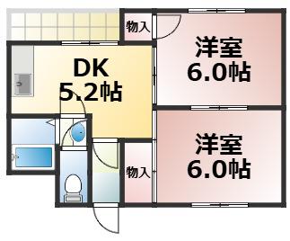 グランビルド南巽(2DK/3階)の間取り写真