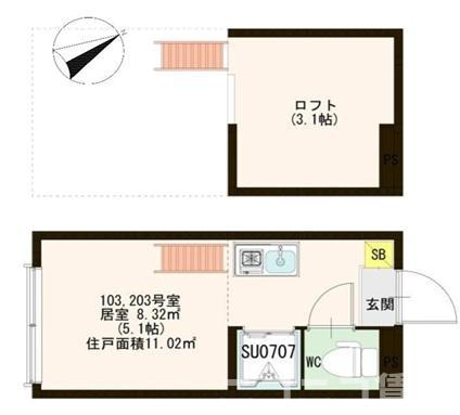 フルプレジャー(ワンルーム/1階)の間取り写真
