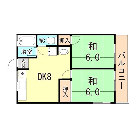 シティハイム本山(2DK/1階)の間取り写真