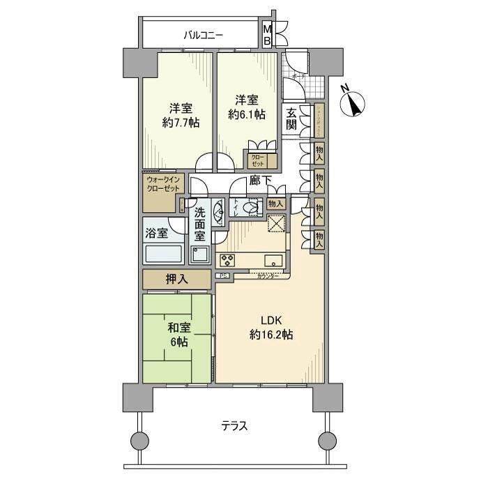 東京サーハウスガーデンポート(3LDK/2階)の間取り写真