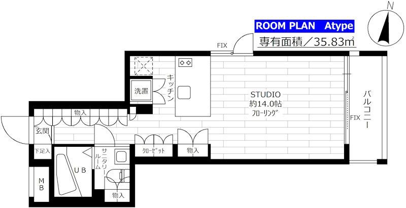 グランドコンシェルジュ都立大学(ワンルーム/2階)の間取り写真