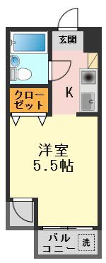 ビューパレス高砂(1K/3階)の間取り写真