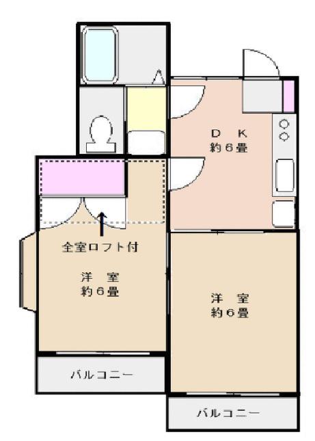 エスポワール八千代(2DK/2階)の間取り写真