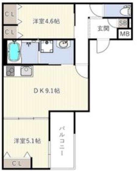 ルクレール大蓮I(2LDK/3階)の間取り写真