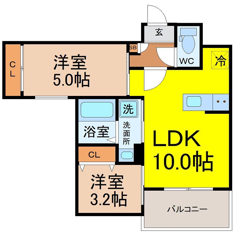 REGALEST BELCANTO(2LDK/3階)の間取り写真