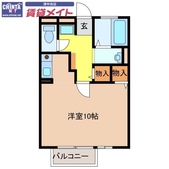 ラ・メールTAKASAGO A(ワンルーム/2階)の間取り写真