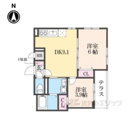 FASECIA ALBA(2LDK/1階)の間取り写真