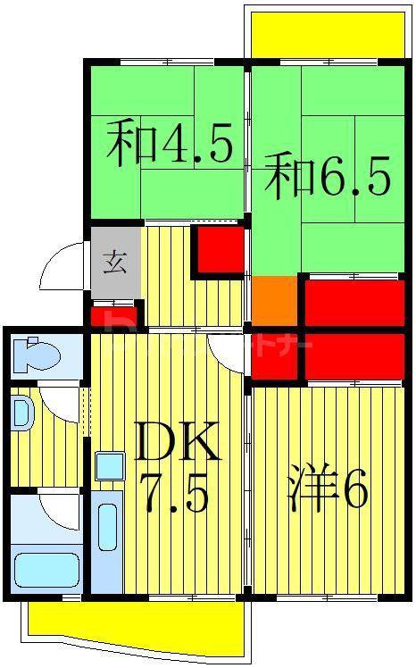 カーム北柏(3DK/4階)の間取り写真