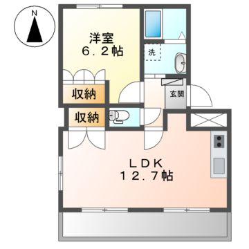 名鉄小牧線 味美駅(名鉄) 徒歩12分 3階建 築17年(1LDK/2階)の間取り写真