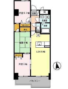 サウスGATE(3LDK/4階)の間取り写真