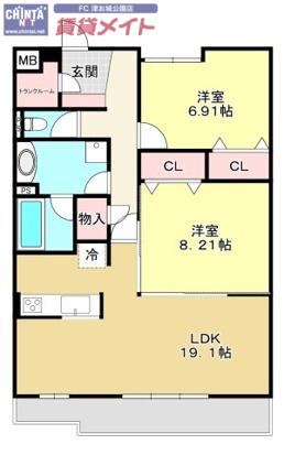GARDENHOUSE 大谷町I(2LDK/2階)の間取り写真