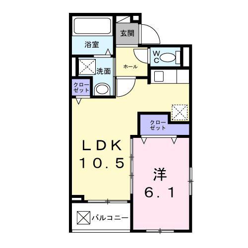 アルストロメリアV(1LDK/2階)の間取り写真