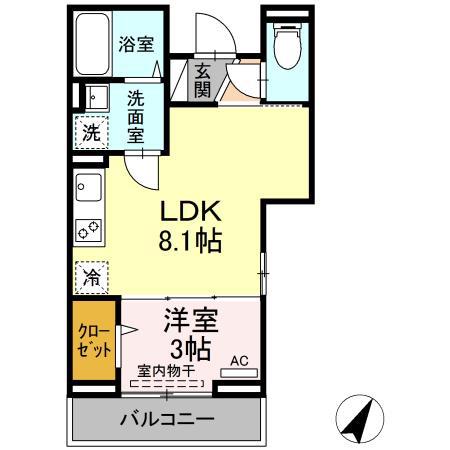 AOIパレス溝の口(1LDK/2階)の間取り写真