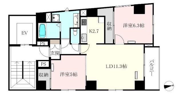 LIVEFLAT新中野(2LDK/5階)の間取り写真