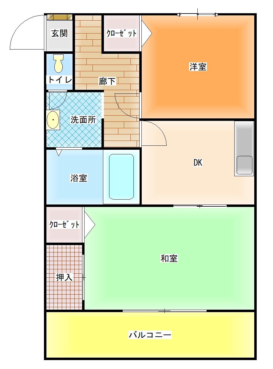 サンライフ高月(2DK/1階)の間取り写真