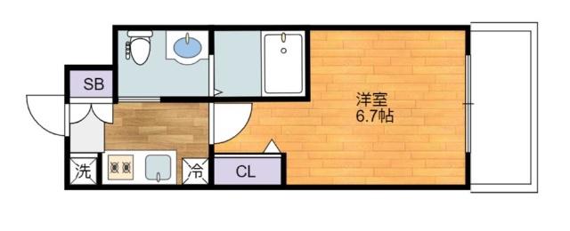 エグゼ弁天町(1K/1階)の間取り写真