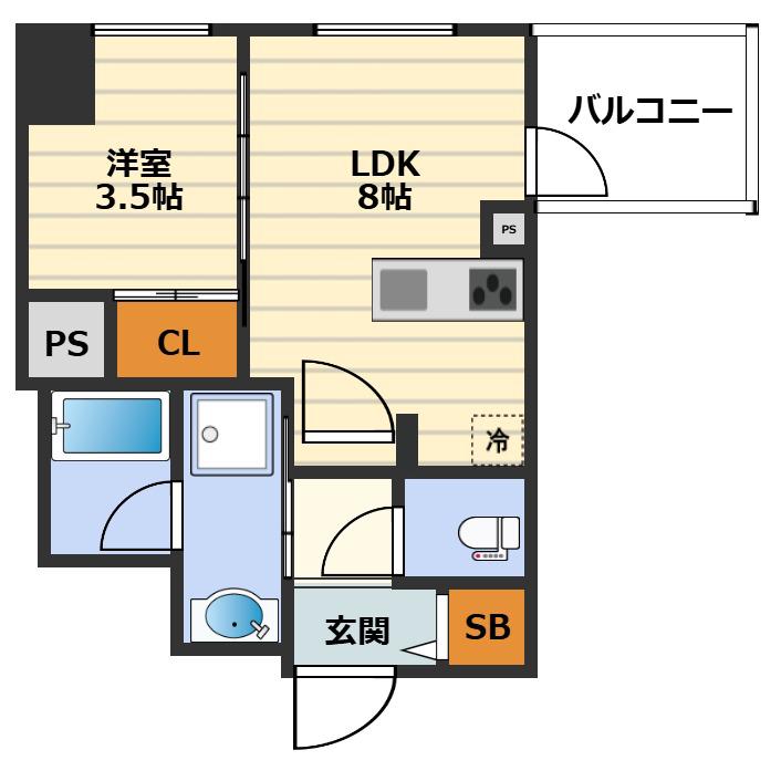 プレサンスロジェ梅田ノース(1LDK/7階)の間取り写真