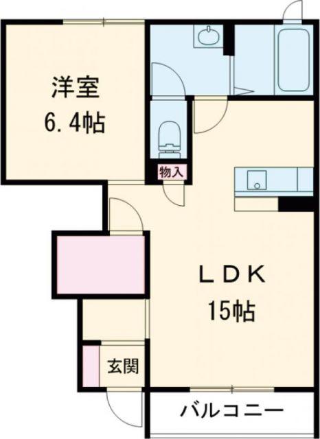 わたつみB棟(1LDK/1階)の間取り写真