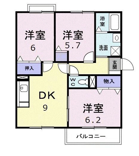 リゼ・クレスト(3DK/1階)の間取り写真
