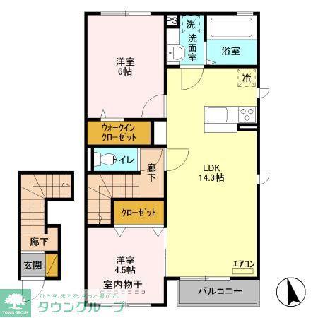 ミル・フェリオA(2LDK/2階)の間取り写真