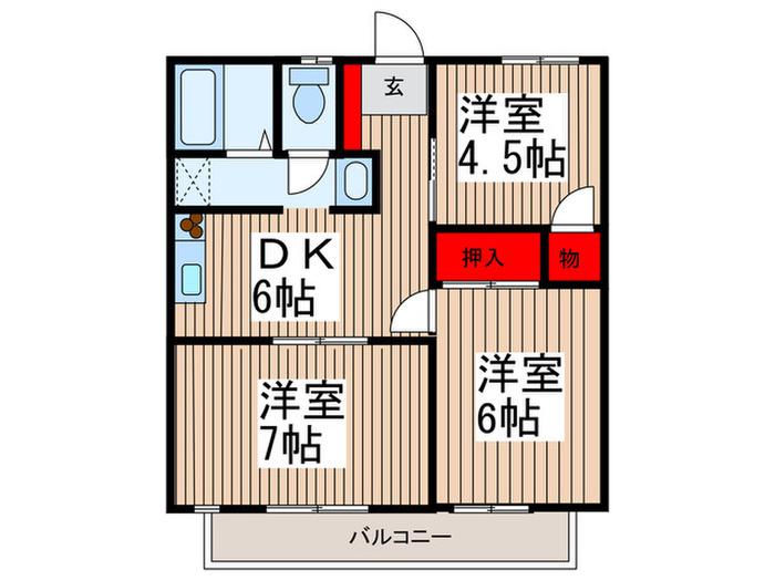 グリーンコート石田A(3DK/1階)の間取り写真
