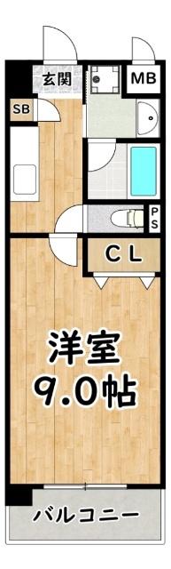 ラ・エスペランサ(1K/3階)の間取り写真