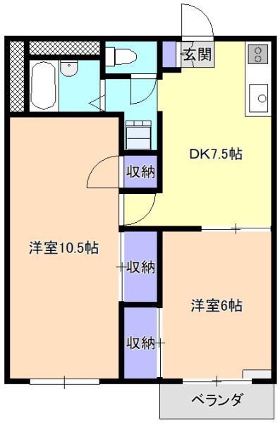 プラザ幸喜(2DK/3階)の間取り写真