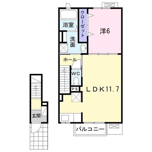 グローリー(1LDK/2階)の間取り写真