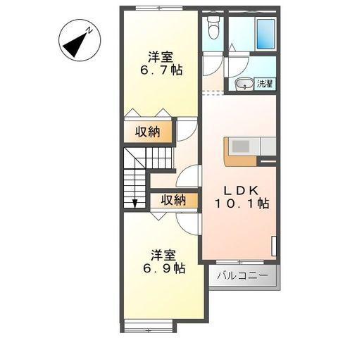 エスカーザ(2LDK/2階)の間取り写真