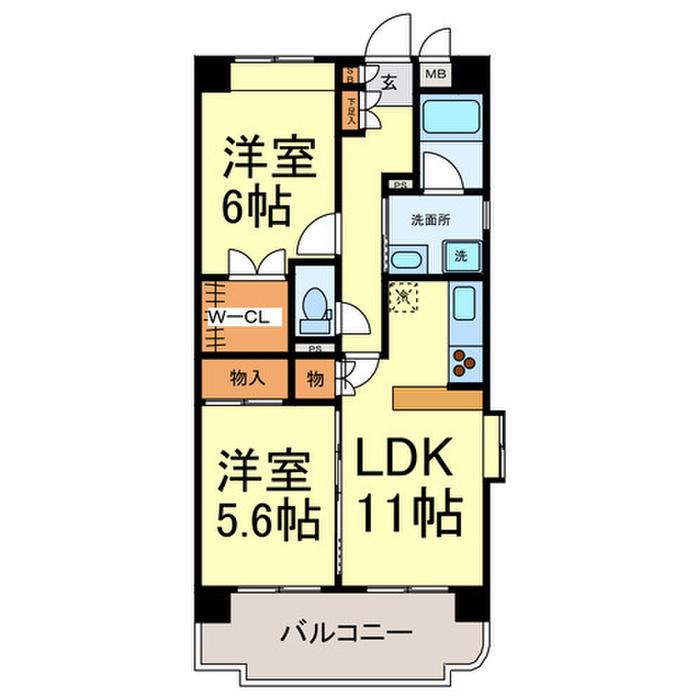 アムール・U-2(2LDK/8階)の間取り写真