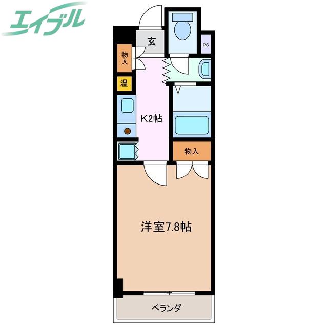 アンオゥル鵜の森(1K/6階)の間取り写真