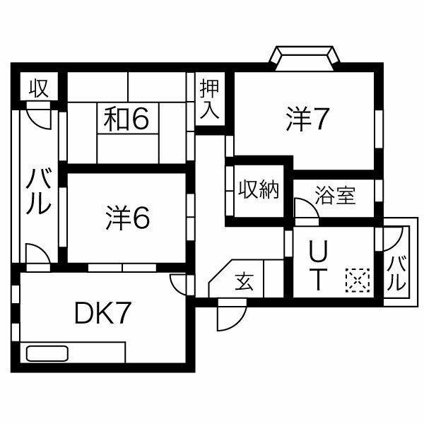 シャトー・イン・セシリア(3DK/2階)の間取り写真
