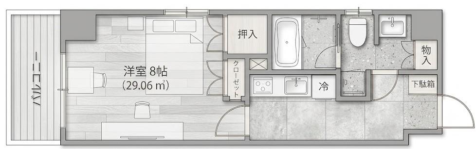 エコービル(1K/2階)の間取り写真