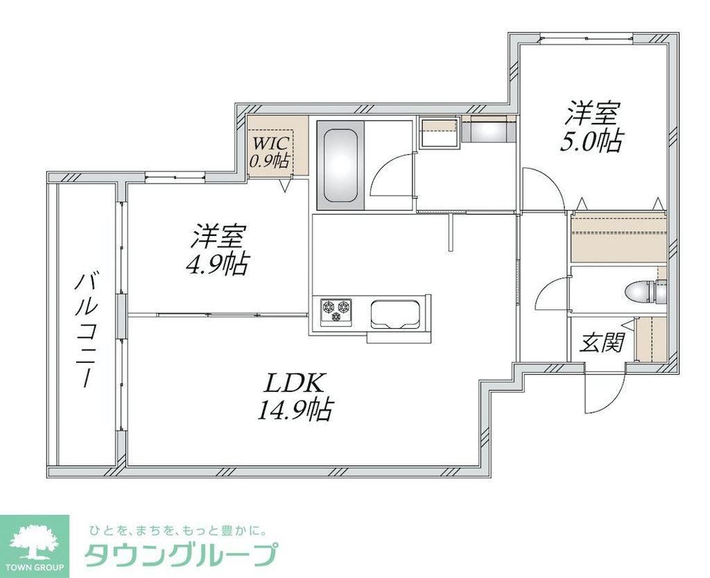 新石川1丁目メゾン東棟(2LDK/3階)の間取り写真