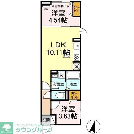 ルリアン綾瀬II(2LDK/1階)の間取り写真