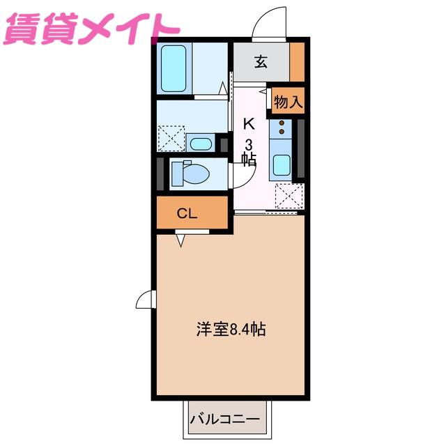 D-ROOM YH(1K/2階)の間取り写真