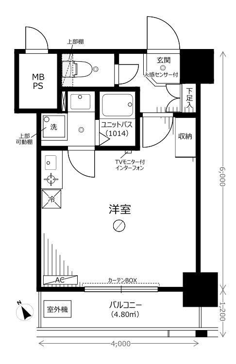 茅場町スカイハイツ(ワンルーム/6階)の間取り写真