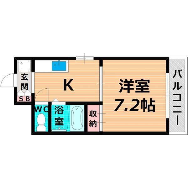 小鳥ハイツ(1K/4階)の間取り写真