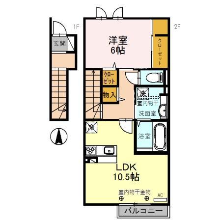 BREIT VER(1LDK/2階)の間取り写真