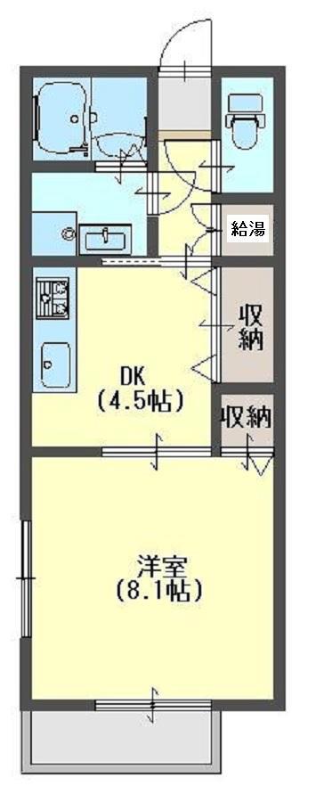 ポラリス(1DK/2階)の間取り写真