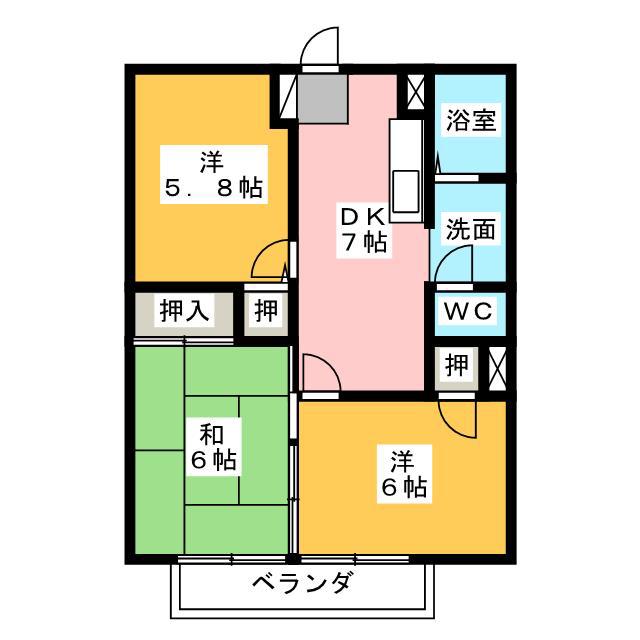 リビングラーン(3DK/2階)の間取り写真