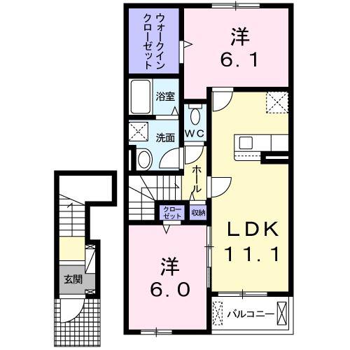 シエルアンソレイエ(2LDK/2階)の間取り写真
