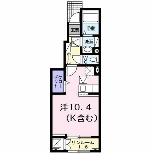シエロ・ガーデン北島A(ワンルーム/1階)の間取り写真