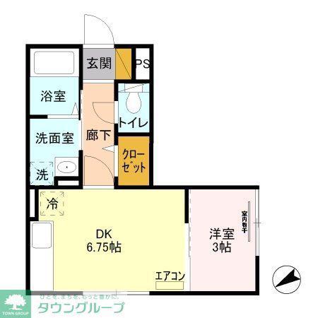 セジュール本町(1DK/2階)の間取り写真