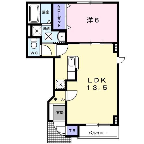 メゾン・ソレイユIV(1LDK/1階)の間取り写真