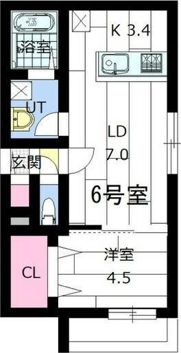 GIULIA(1LDK/4階)の間取り写真